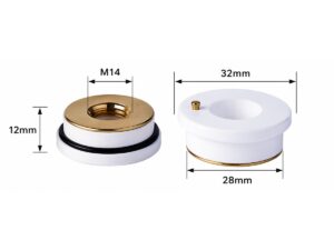 Ceramic Ring Gold-Plated D32 M14 — 32Ø×12mm